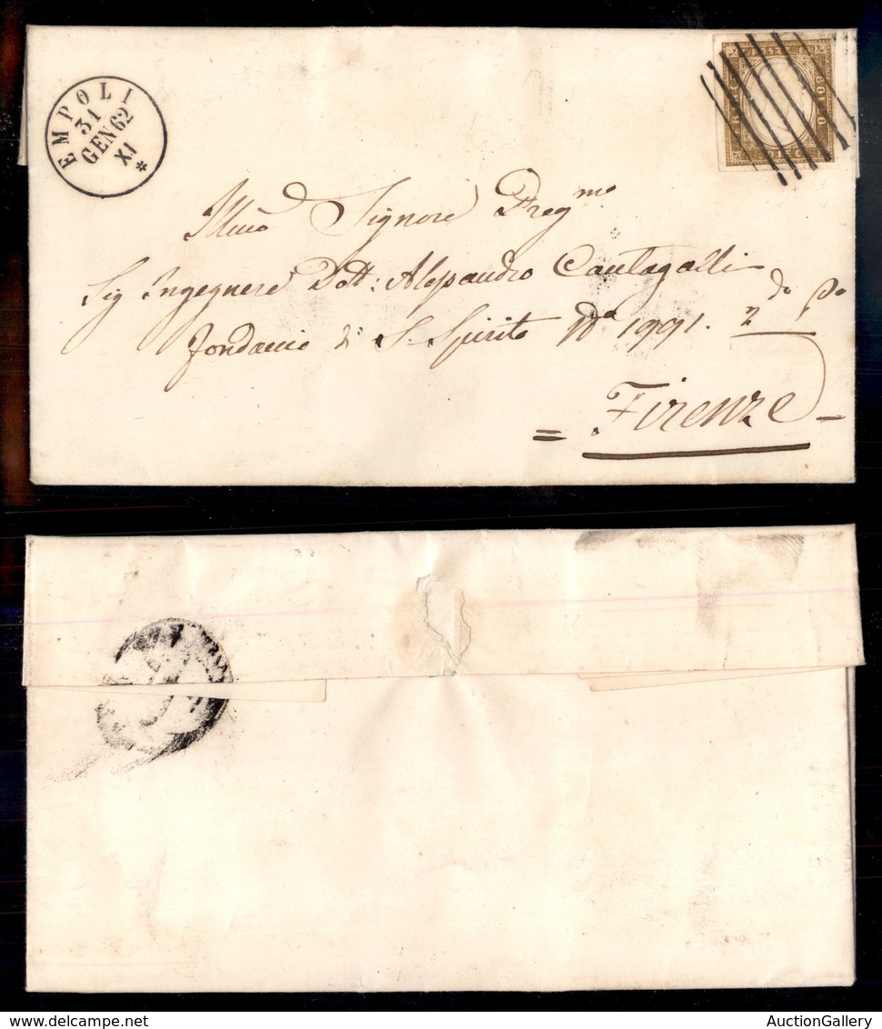 Antichi Stati Italiani - Toscana - Empoli (P.ti 3) - 10 Cent (14Co - Sardegna) Su Lettera Per Firenze Del 31.1.62 - Other & Unclassified