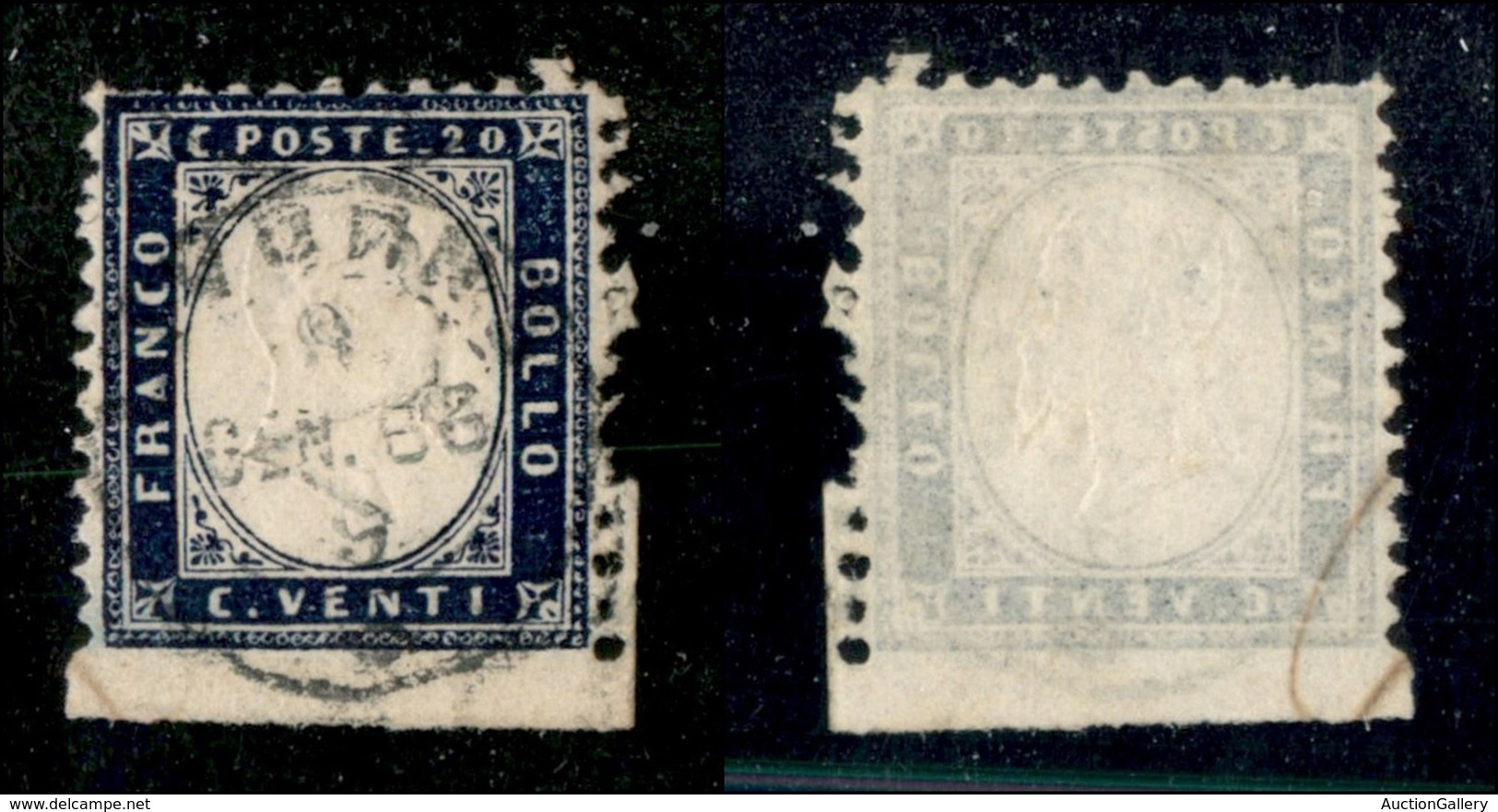 Regno - Posta Ordinaria  - 1862 - 20 Cent (2) Usato - Angolo Di Foglio (pos. 50) - Other & Unclassified