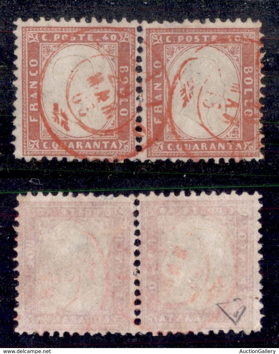 Regno - Posta Ordinaria  - Coppia Del 40 Cent (3c - Rosa Chiarissimo) Annullata Milano 19.3.63 - Cert Diena (2000+) - Other & Unclassified