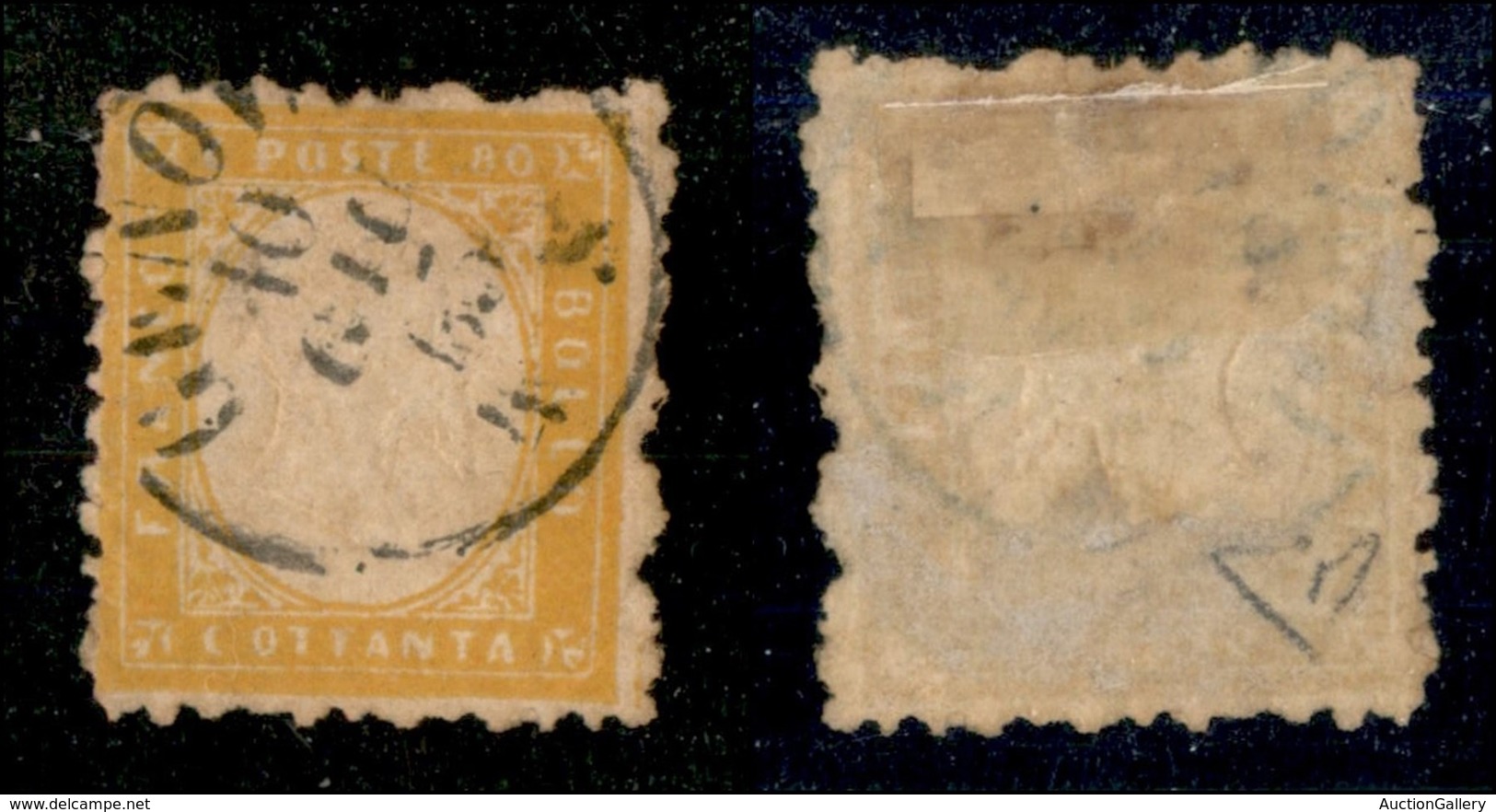 Regno - Posta Ordinaria  - 1862 - 80 Cent (4) Usato A Genova Il 10.6.63 - Piccolo Strappo A Sinistra - Diena (3.750) - Other & Unclassified