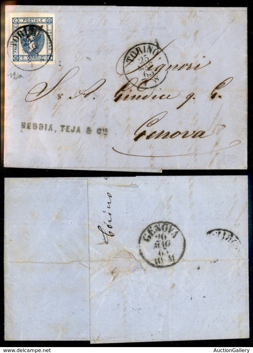 Regno - Posta Ordinaria  - 15 Cent (12a) - Lettera Da Torino A Genova Del 25.5.63 - Other & Unclassified