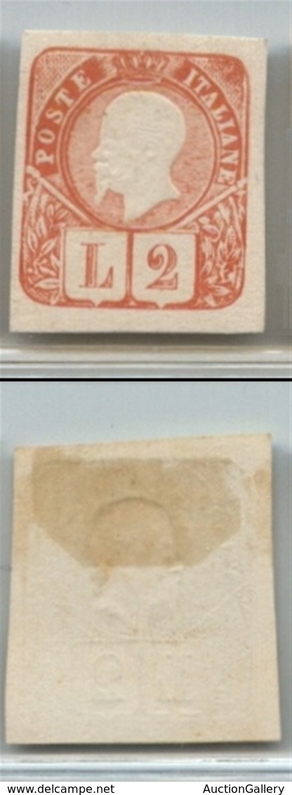 Regno - Posta Ordinaria  - 1863 - Saggi - Grazioli - 2 Lire Arancio (unificato 27) - Senza Gomma (350) - Sonstige & Ohne Zuordnung