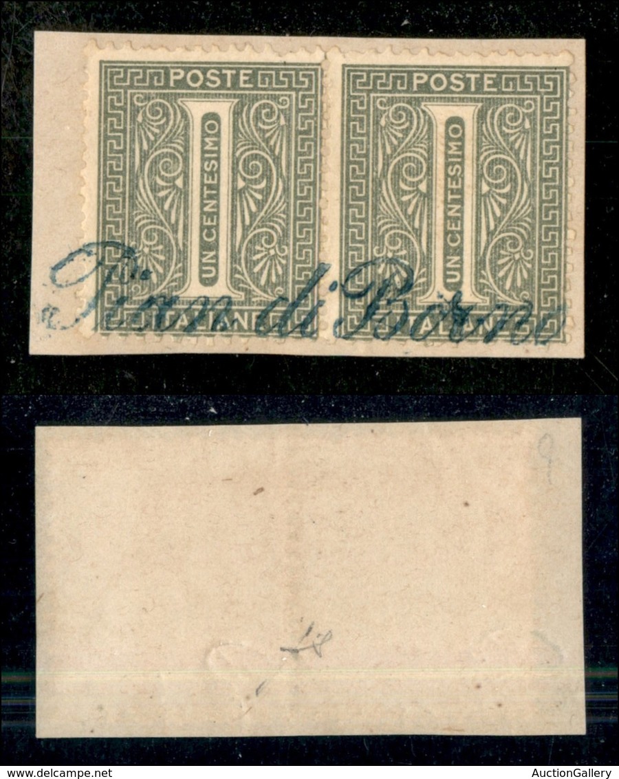 Regno - Posta Ordinaria  - Pian Di Borno (verde - P.ti 9) - Coppia Del 1 Cent (14) Su Frammento - Fiecchi - Sonstige & Ohne Zuordnung