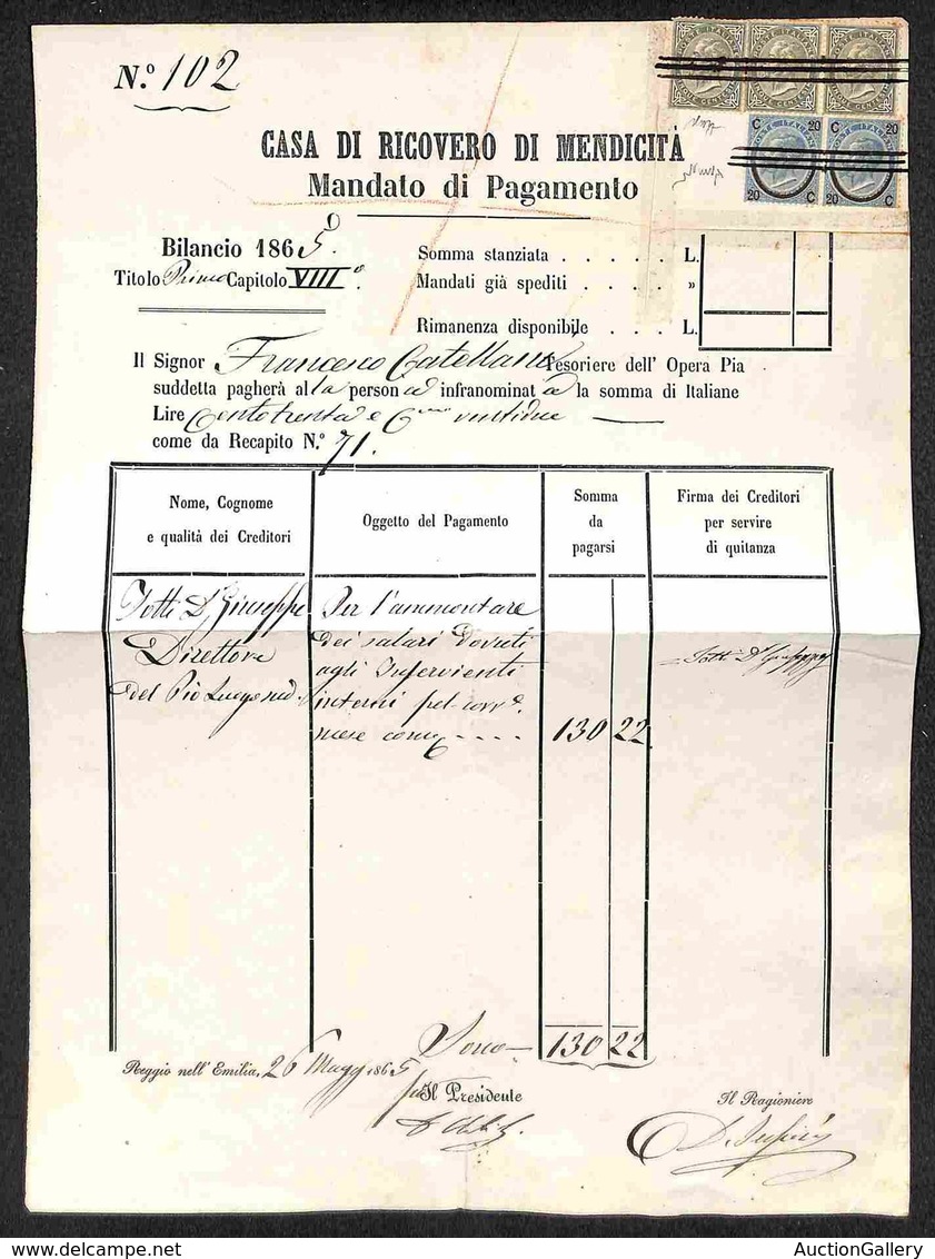 Regno - Posta Ordinaria  - Uso Fiscale - Tre 5 Cent De La Rue (L16) + Coppia Del 20 Cent Su 15 (23) - Mandato Di Pagamen - Other & Unclassified