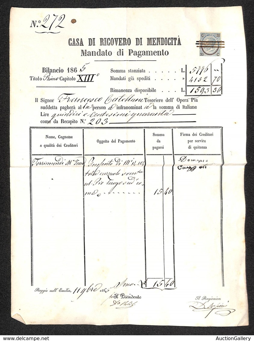 Regno - Posta Ordinaria  - Uso Fiscale - 20 Cent Su 15  (23) Isolato Su Mandato Del 11.11.65 - Other & Unclassified