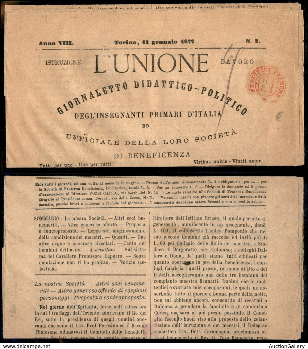 Regno - Posta Ordinaria  - Periodici Franchi C1 (in Rosso) Su Giornale -  Torino 11.1.77 - Other & Unclassified