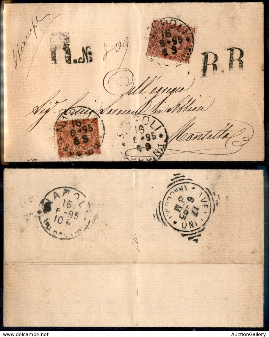 Regno - Posta Ordinaria  - Due Re - 2 Cent (15) + 10 Cent (38) Su Piego Raccomandato Da Napoli A Montella Del 16.8.95 - Other & Unclassified