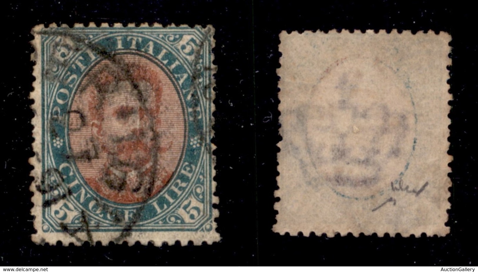 Regno - Posta Ordinaria  - 1889 - 5 Lire Umberto (49) Usato - Cert. Chiavarello (2.500) - Other & Unclassified