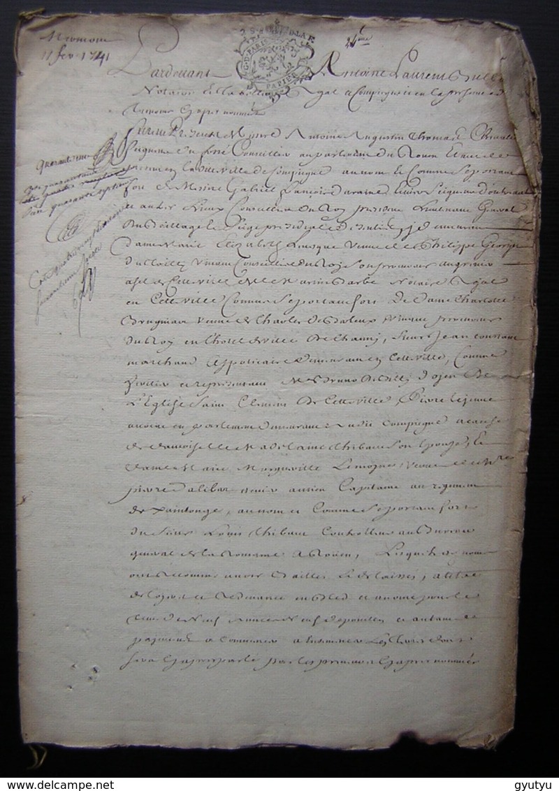 1741 Bail Par Antoine Augustin Thomas à Pierre Clairain Et Catherine Geneviève Dugiron, Ferme De Mermont (Crépy Oise) - Manuscripts