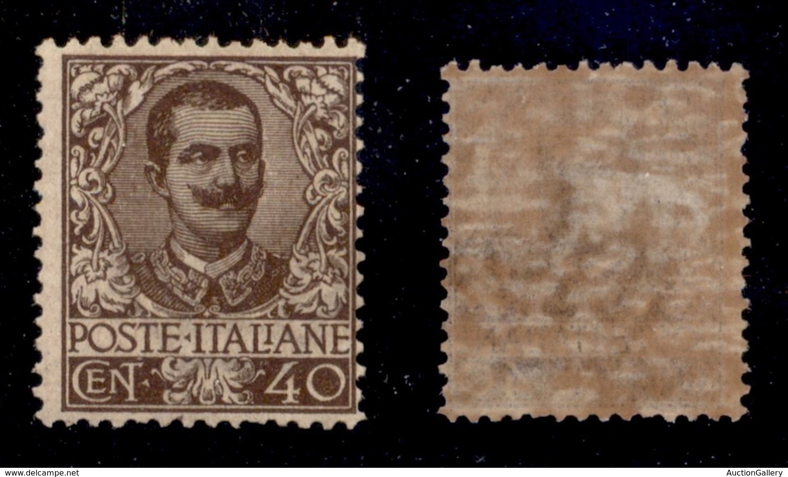 Regno - Posta Ordinaria  - 1901 - 40 Cent Floreale (74) - Gomma Originale Con Invisibile Traccia Di Linguella (1.200) - Sonstige & Ohne Zuordnung