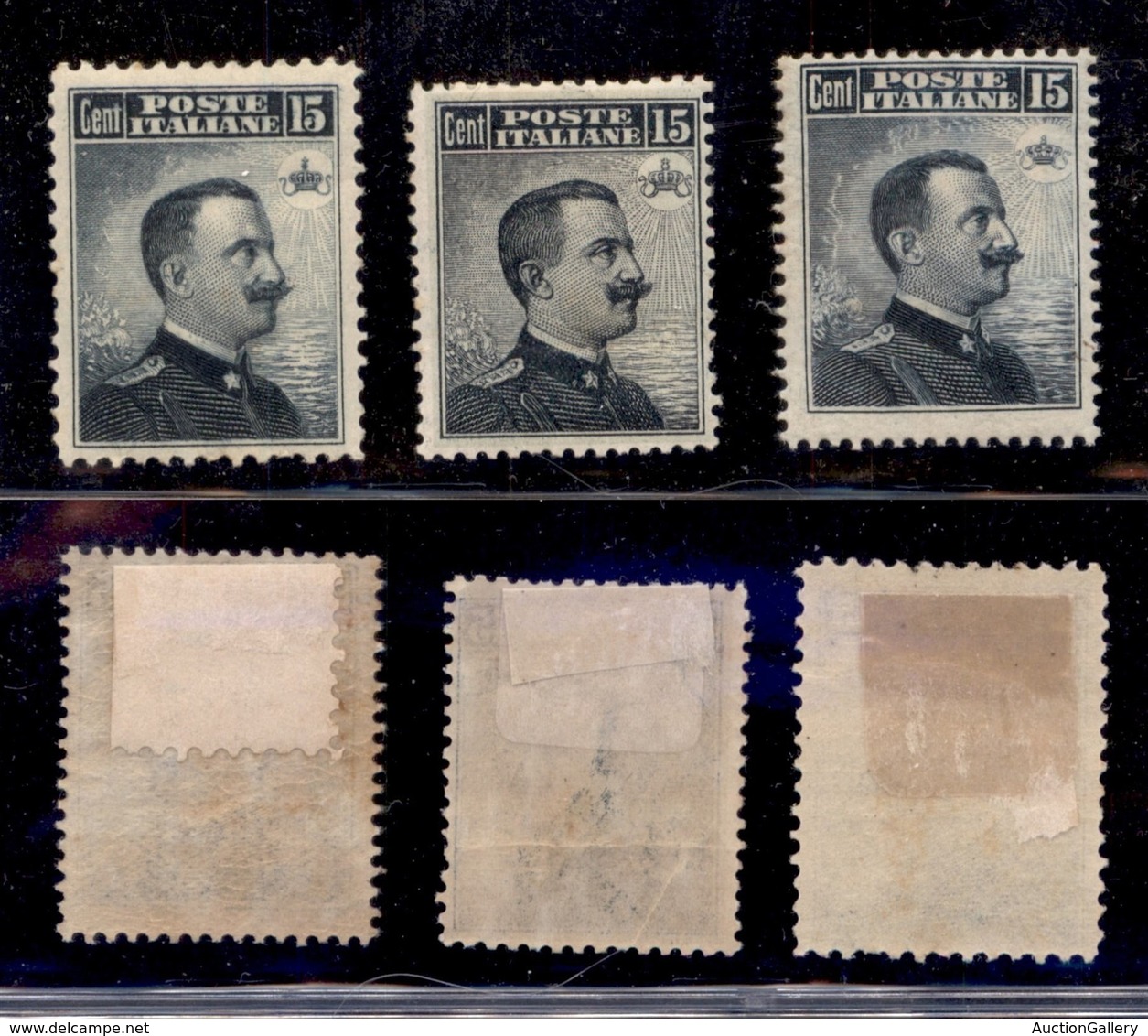 Regno - Posta Ordinaria  - 1906/1911 - 15 Cent Michetti (80+86+96) - I Tre Valori - Gomma Originale (550) - Other & Unclassified