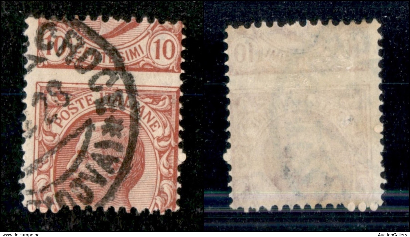 Regno - Posta Ordinaria  - 1906 - 10 Cent Leoni (82nb) Usato - Dentellatura Orizzontale Spostata In Alto - Non Quotato - Other & Unclassified