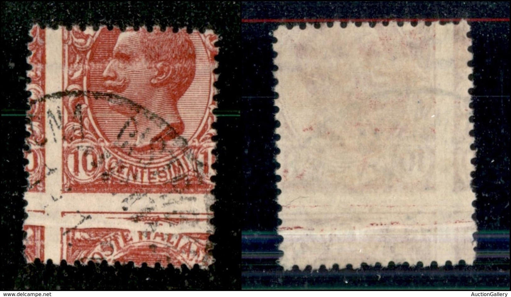 Regno - Posta Ordinaria  - 1906 - 10 Cent Leoni (82nd+varietà) Usato - Dentellatura Spostata In Basso E A Sinistra Per P - Other & Unclassified