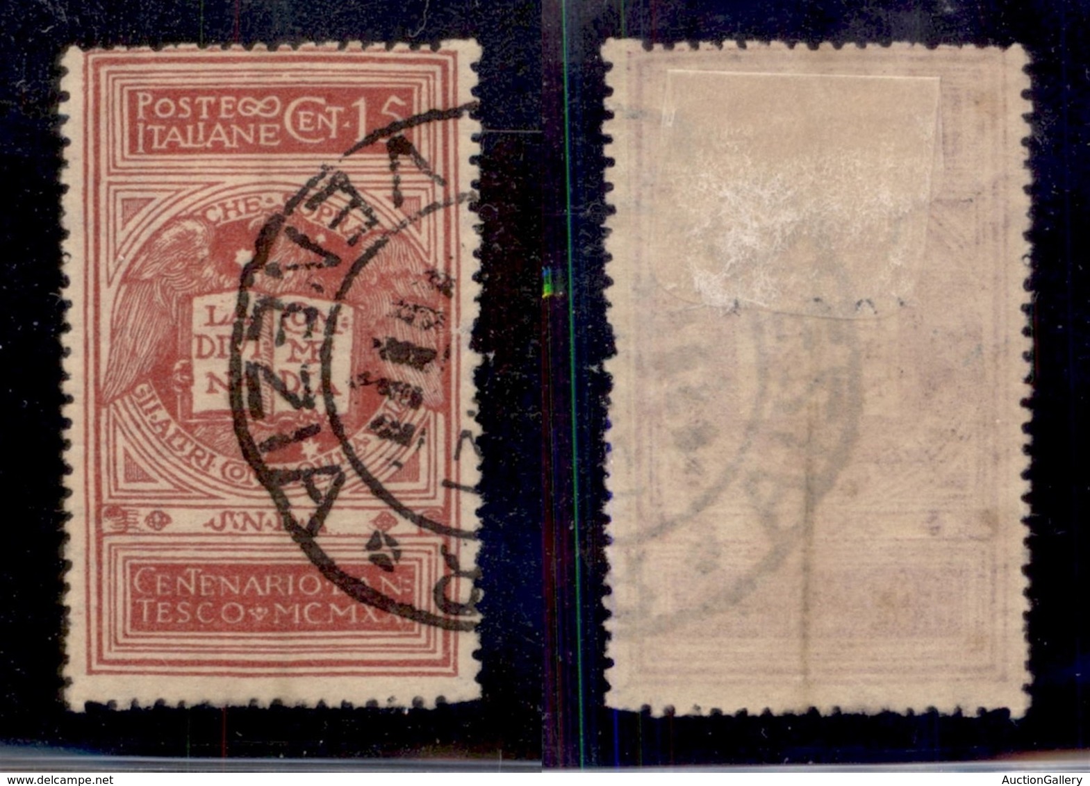 Regno - Posta Ordinaria  - 1921 - 15 Cent Dante (116B - Rosa Brunastro) Usato - Cert. AG (4.500) - Other & Unclassified
