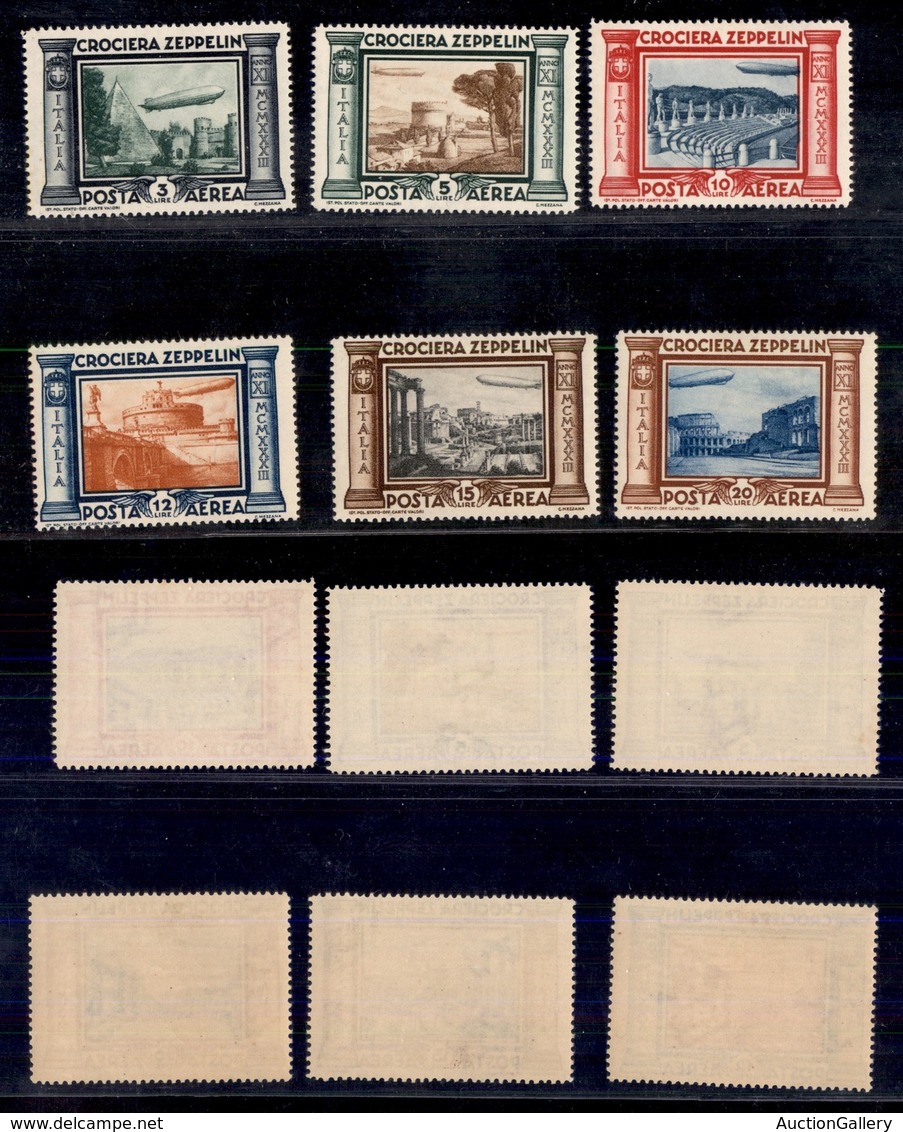 Regno - Posta Aerea - 1933 - Zeppelin (45/50 - Aerea) - Serie Completa - Gomma Integra - Cert. AG (400) - Other & Unclassified