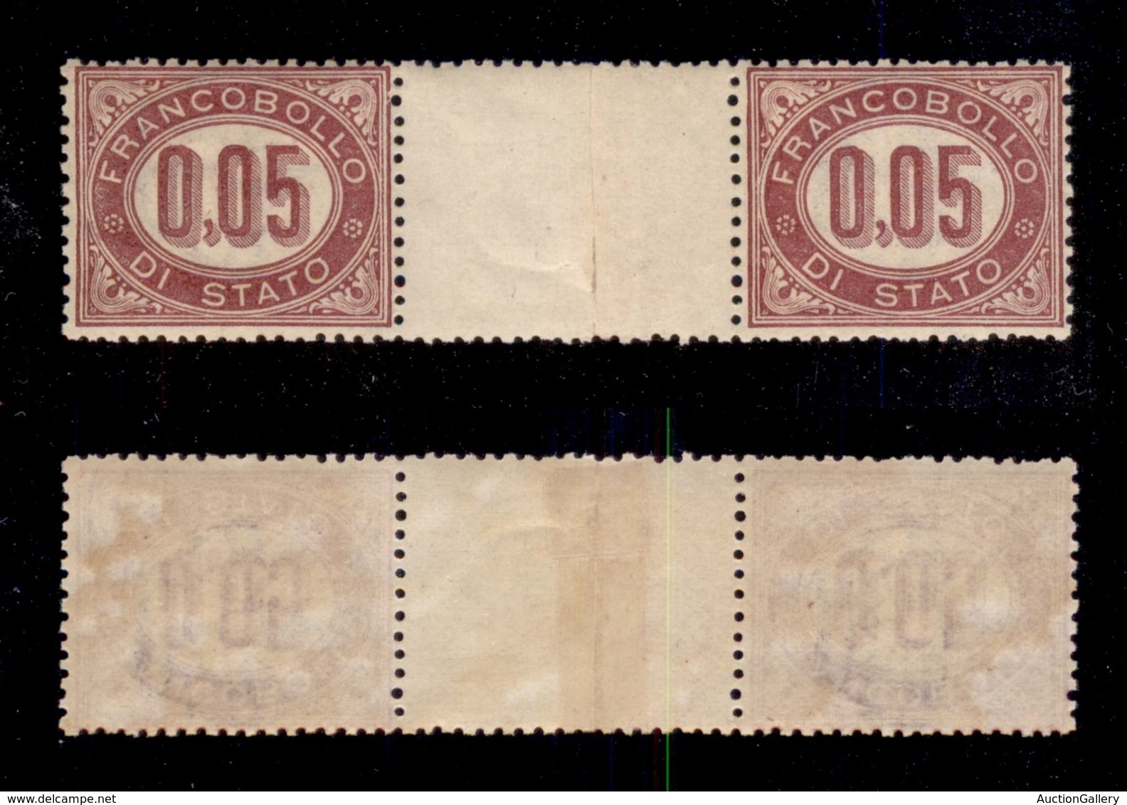 Regno - Servizio - 1875 - 5 Cent (2) - Coppia Orizzontale Con Interspazio Al Centro - Gomma Originale - Ben Centrata (50 - Other & Unclassified