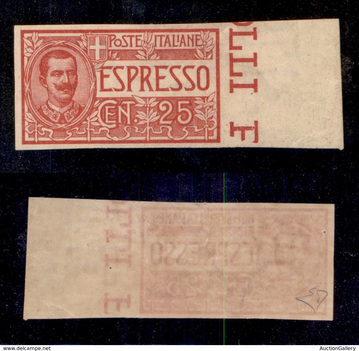 Regno - Espressi - 1903 - 25 Cent (1a) Non Dentellato Bordo Foglio - Gomma Originale Con Invisibile Traccia Di Linguella - Other & Unclassified