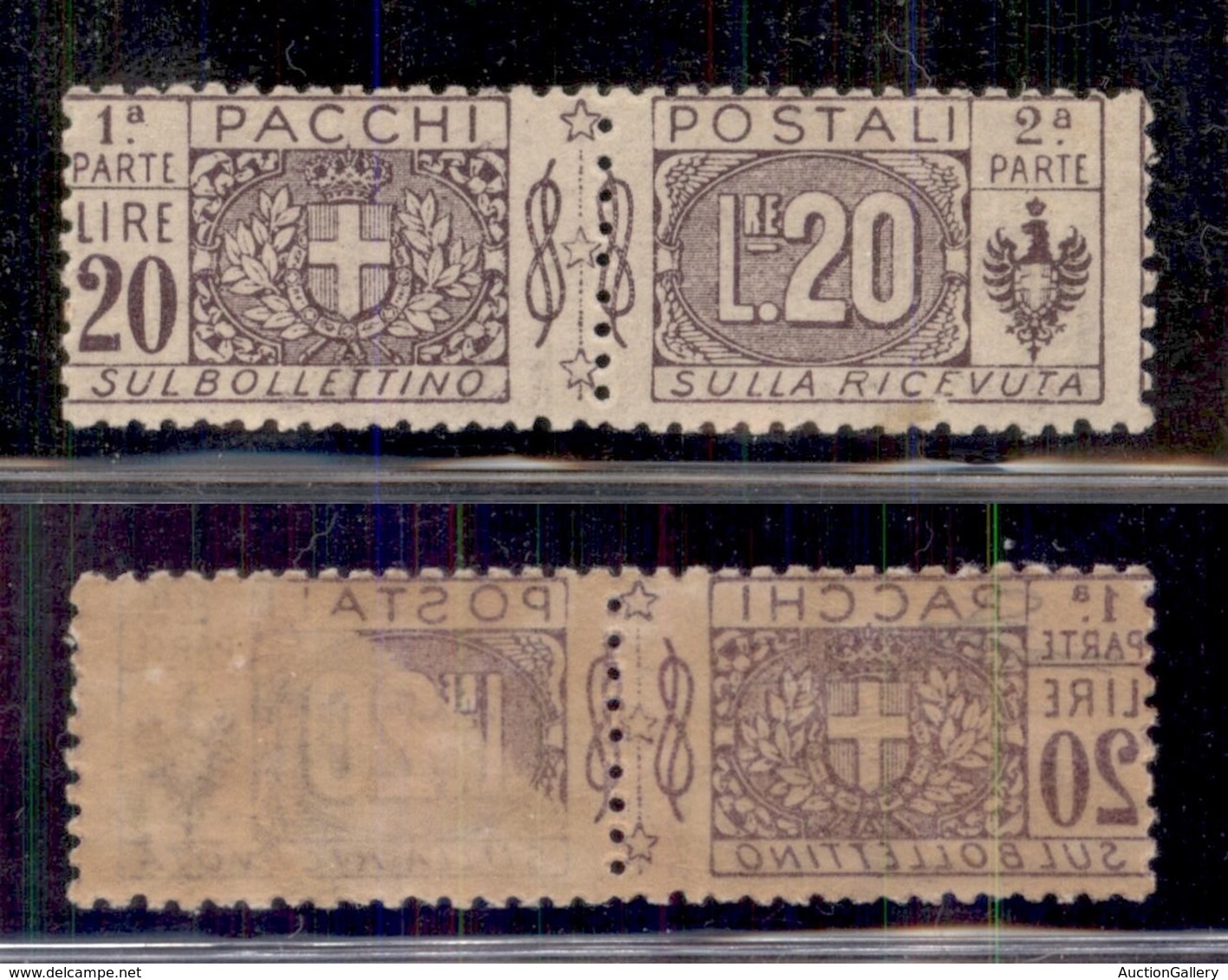 Regno - Pacchi Postali - 1922 - 20 Lire Nodi Sabaudi (19k - Pacchi Postali) Con Parziale Decalco - Gomma Integra (1000) - Other & Unclassified