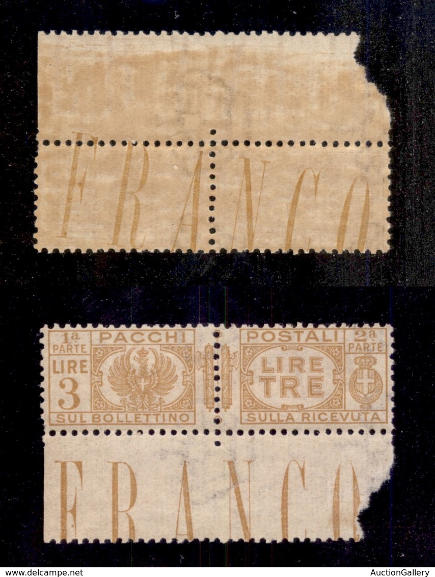 Regno - Pacchi Postali - 1927 - 3 Lire (32c) Bordo Foglio Con Stampa Recto Verso - Gomma Integra - Other & Unclassified