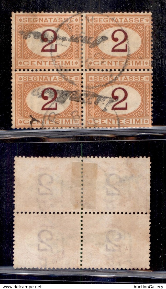 Regno - Segnatasse - 1870 - 2 Cent (4) - Quartina Usata (185) - Other & Unclassified
