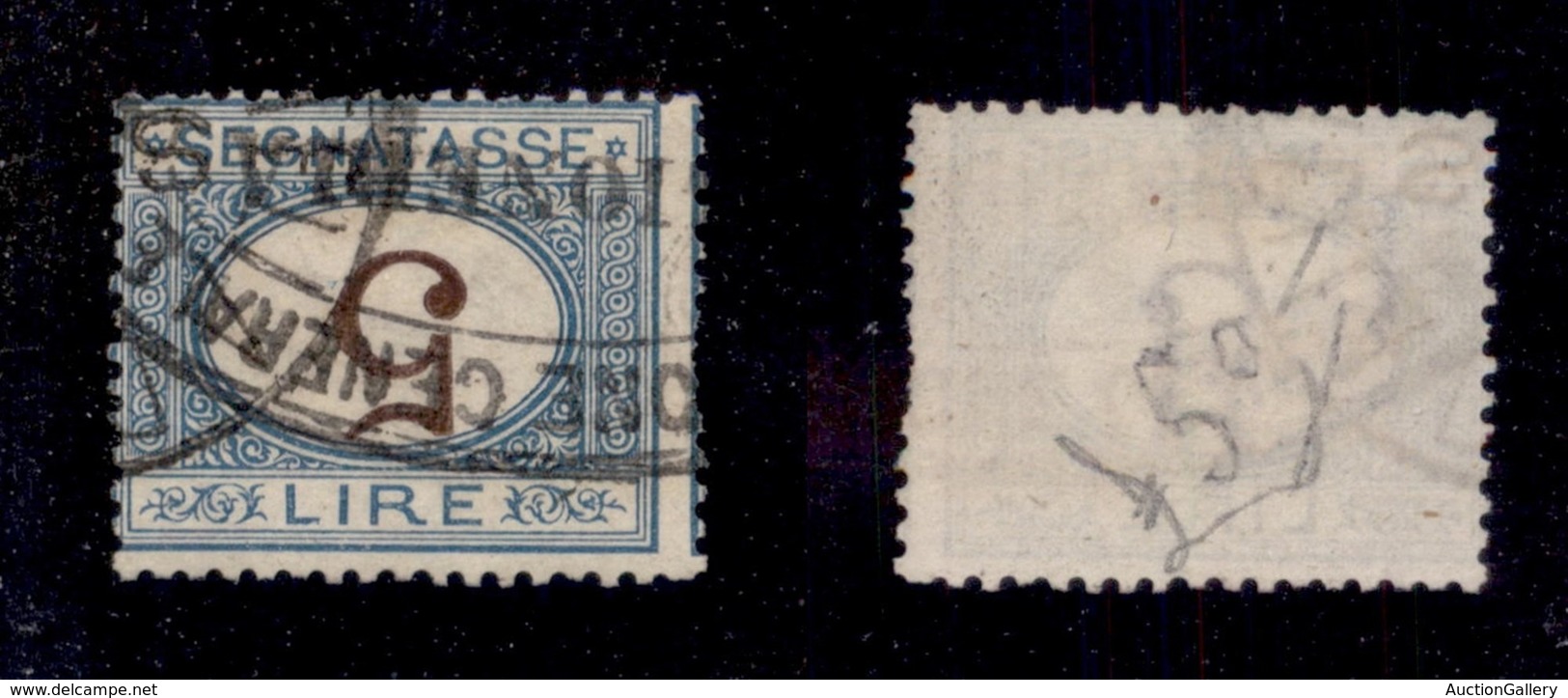Regno - Segnatasse - 1870 - 5 Lire (13b) Usato - Cifre Capovolte - Cert. AG (2.000) - Other & Unclassified