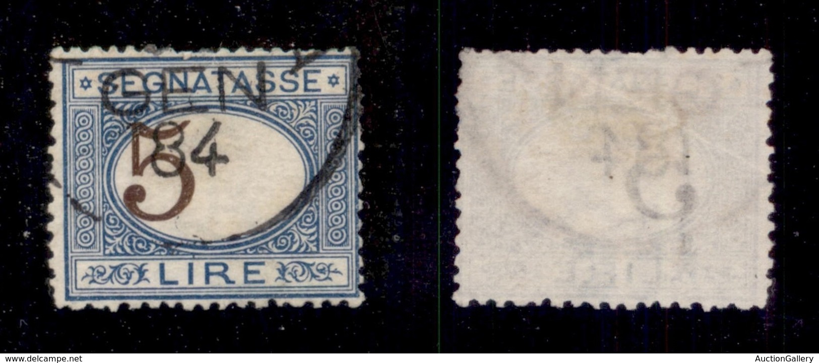 Regno - Segnatasse - 1870 - 5 Lire (13 - Varietà Da) Usato - Cifra A Sinistra - Non Catalogato - Other & Unclassified