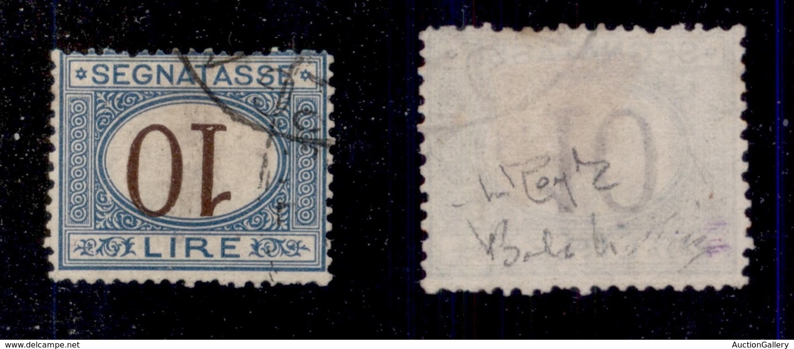 Regno - Segnatasse - 1870 - 10 Lire (14b) Usato - Cifre Capovolte - Oliva + Raybaudi (475) - Other & Unclassified