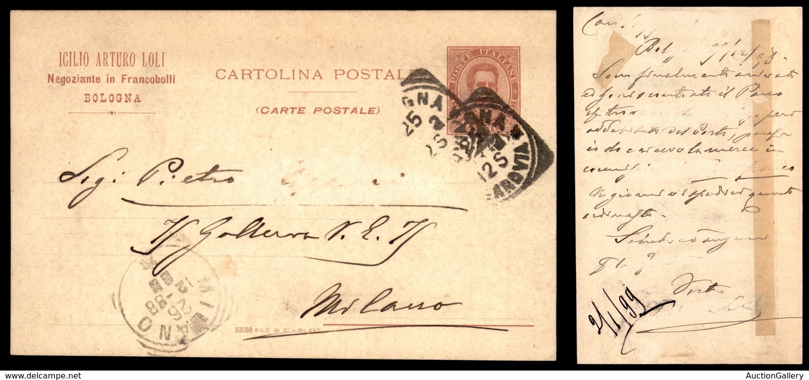 Regno - Interi Postali - 1894 - Icilio Arturo Loli (CC2/5) - Cartolina Postale Usata - Other & Unclassified