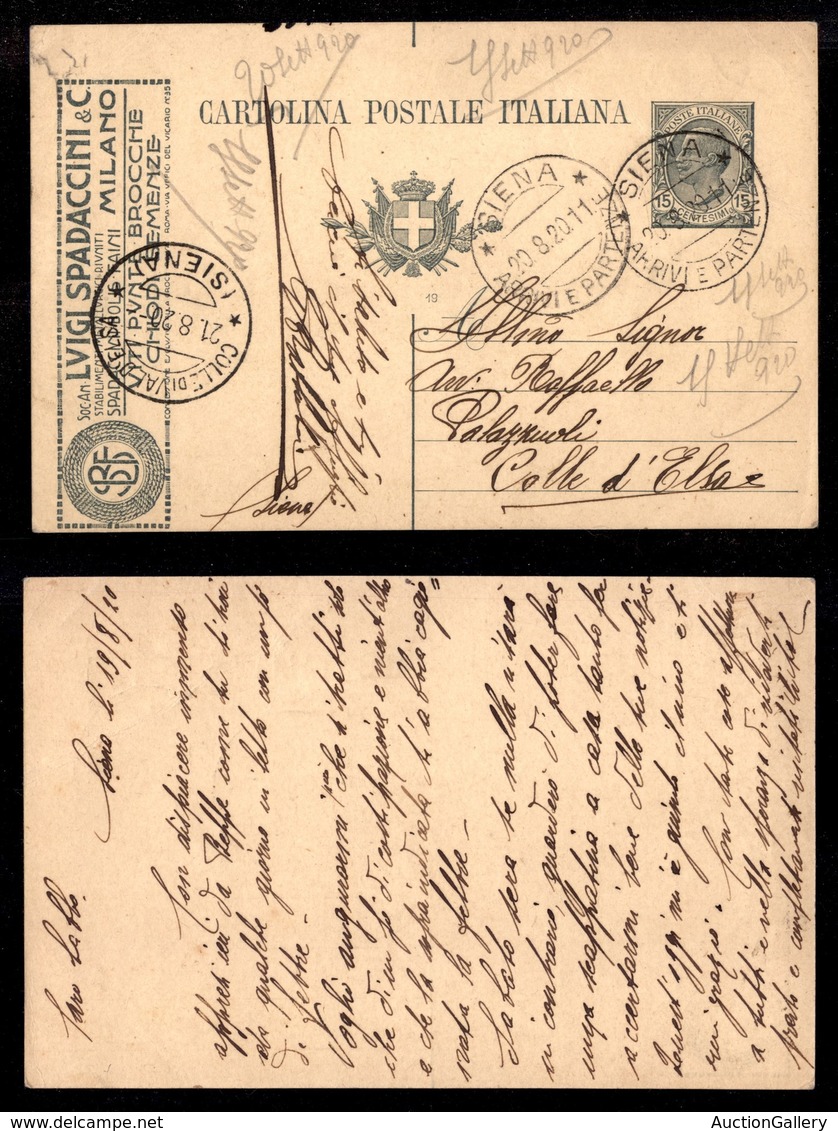 Regno - Interi Postali - 1919 - Spadaccini/Viti (R3/44) - Cartolina Postale Usata - Piega D'angolo - Other & Unclassified