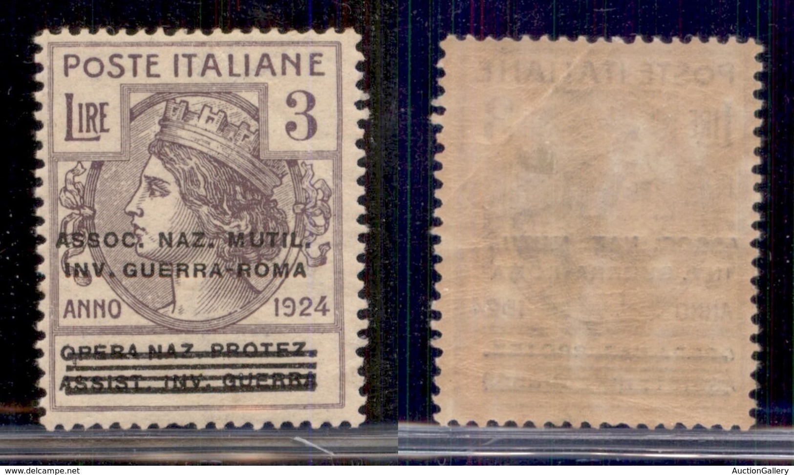 Regno - Parastatali  - 1924 - 3 Lire Soprastampato Invalidi Di Guerra (76 - Parastatali) - Gomma Originale - Cert Diena  - Other & Unclassified