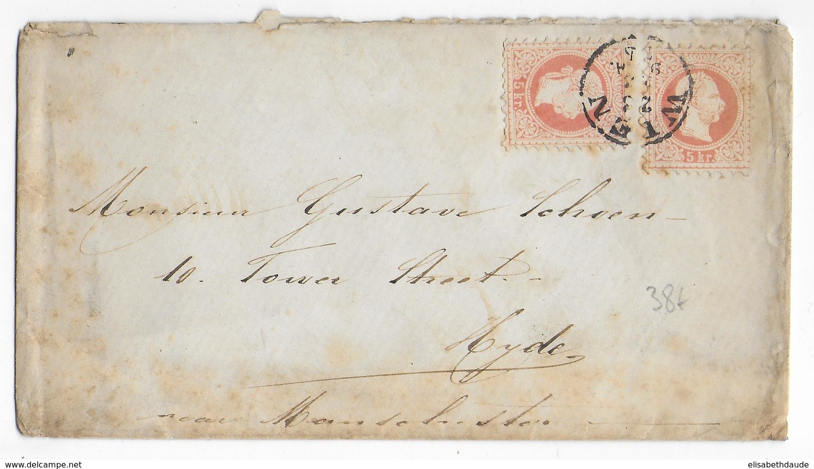 AUTRICHE - 1875 - ENVELOPPE De WIEN => HYDE (ANGLETERRE) - Covers & Documents