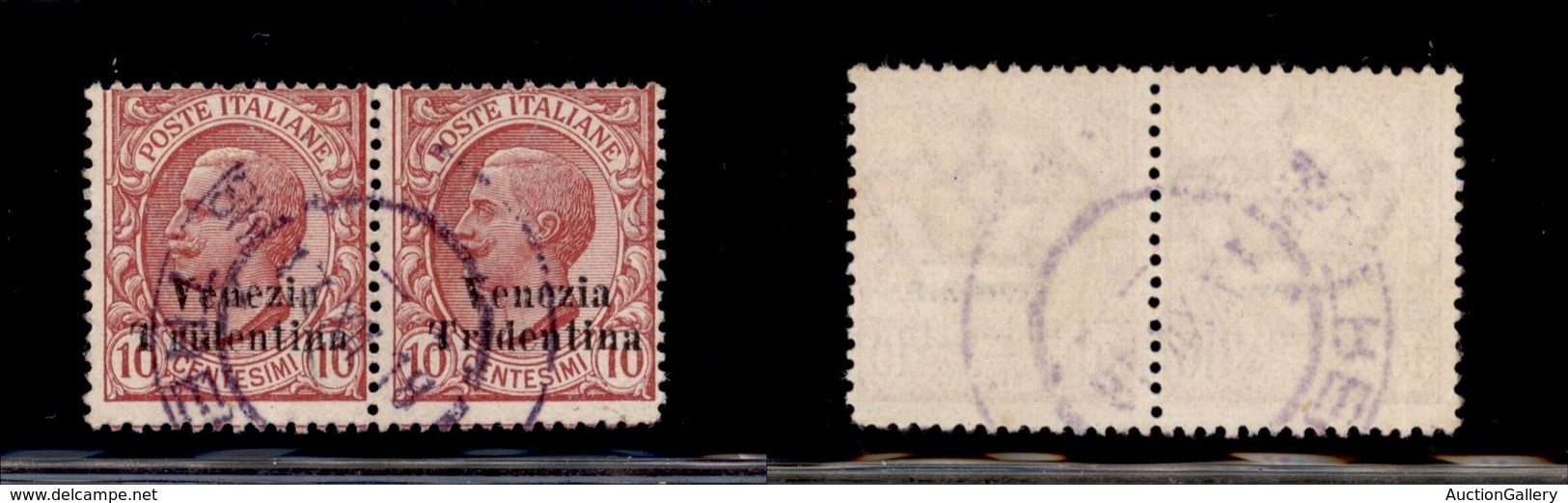 Occupazioni I Guerra Mondiale - Trentino-Alto Adige - 1918 - 10 Cent (22c+22) - Coppia Usata - T Spostata + Normale (150 - Other & Unclassified