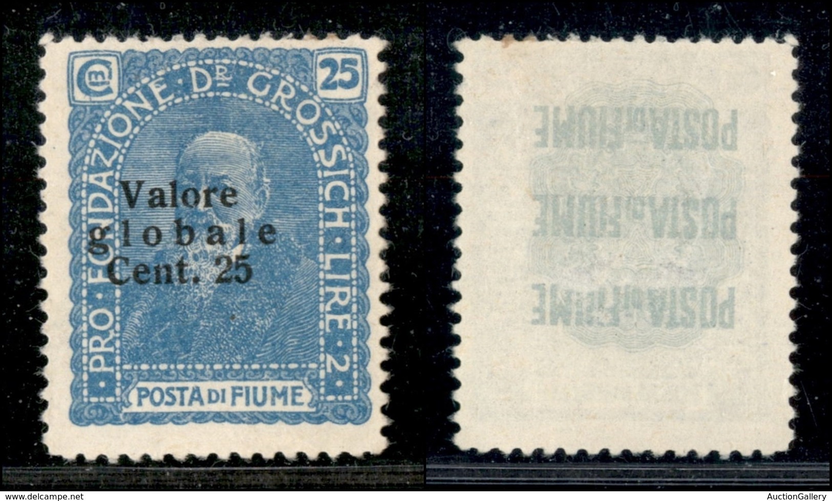 Occupazioni I Guerra Mondiale - Fiume - 1920 - 25 Cent Valore Globale (103b-celeste Latteo) - Nuovo Senza Gomma - Other & Unclassified