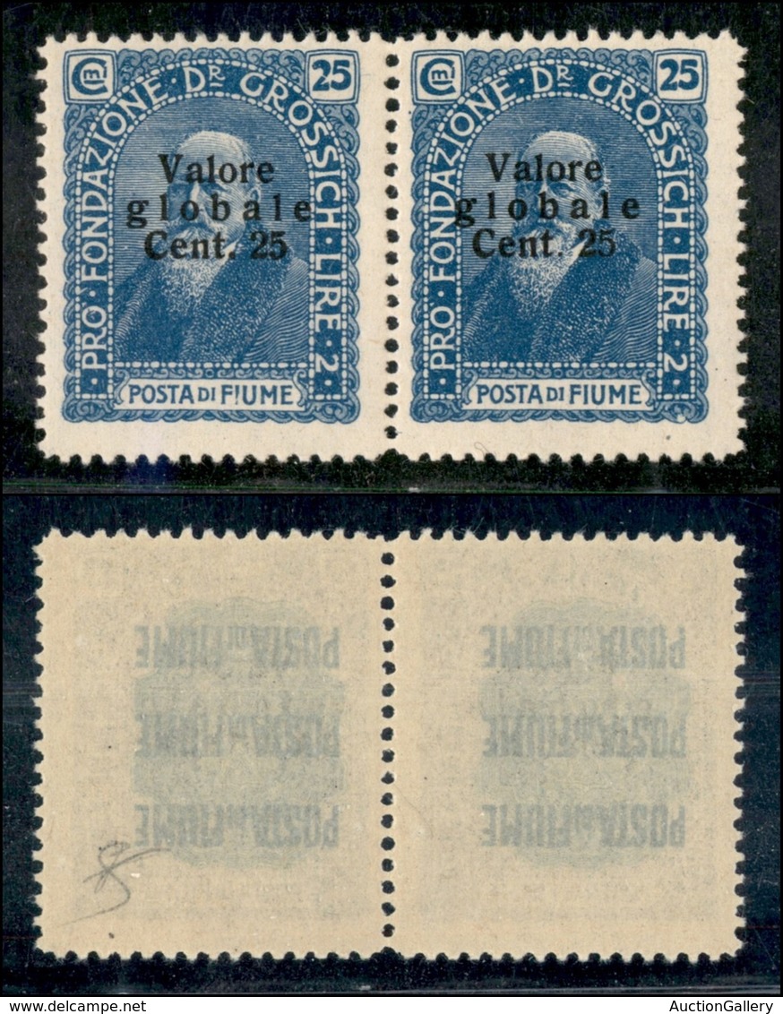 Occupazioni I Guerra Mondiale - Fiume - 1920 - 25 Cent Su 25 Valore Globale (103 Varietà) - Coppia Con Soprastampe Diver - Other & Unclassified