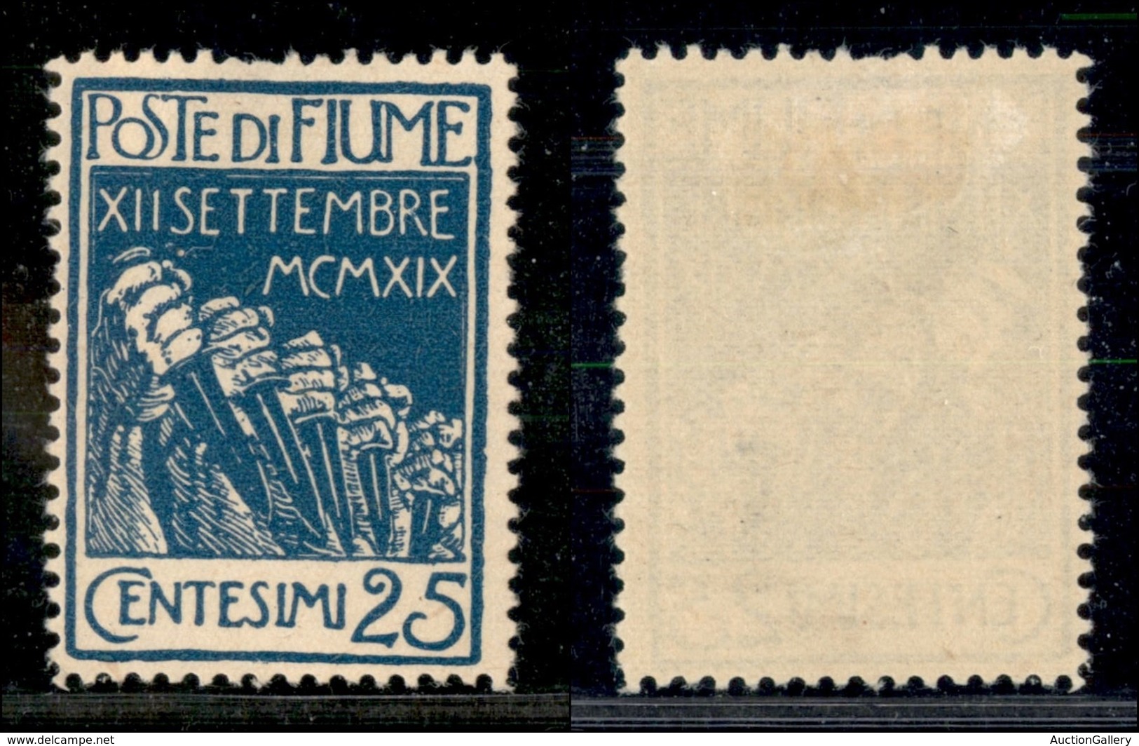 Occupazioni I Guerra Mondiale - Fiume - 1920 - 25 Cent Legionari (130a-azzurro) - Gomma Originale (160) - Other & Unclassified