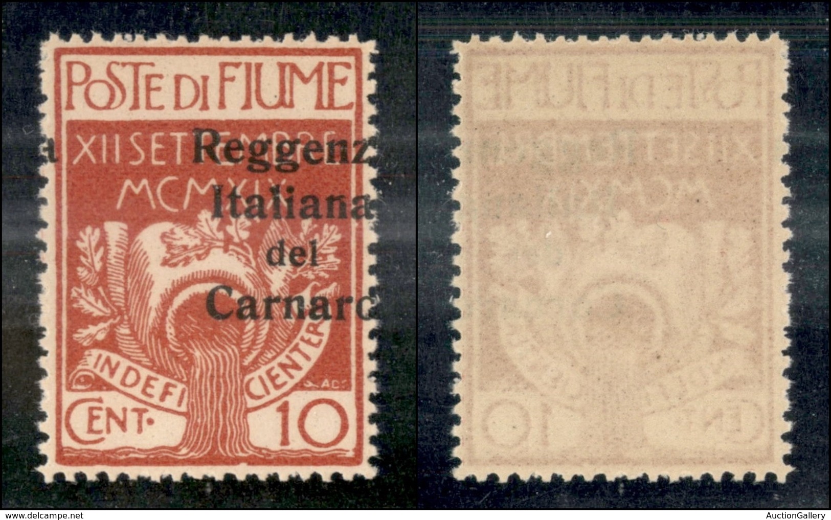 Occupazioni I Guerra Mondiale - Fiume - 1920 - 10 Cent Carnaro (134zdg) Con Soprastampa Spostata (a Cavallo) - Gomma Int - Other & Unclassified