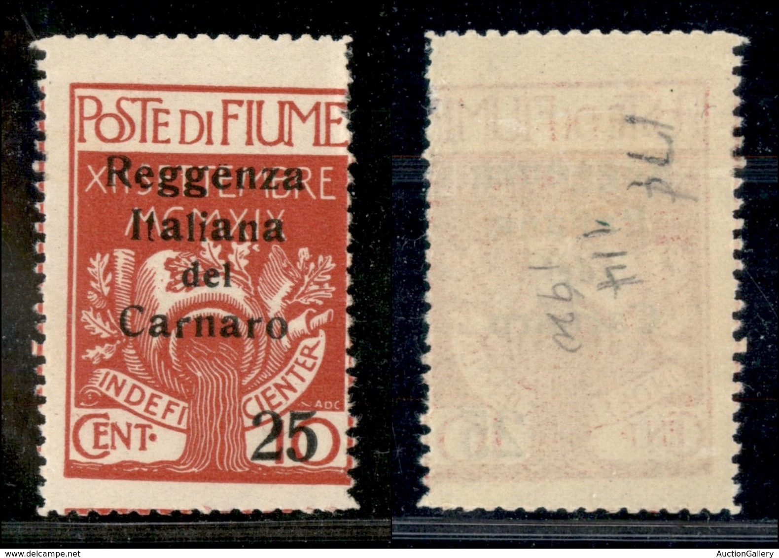 Occupazioni I Guerra Mondiale - Fiume - 1920 - 25 Cent Su 10 Carnaro (140zma) - Formato Diverso - Gomma Originale - Non  - Other & Unclassified