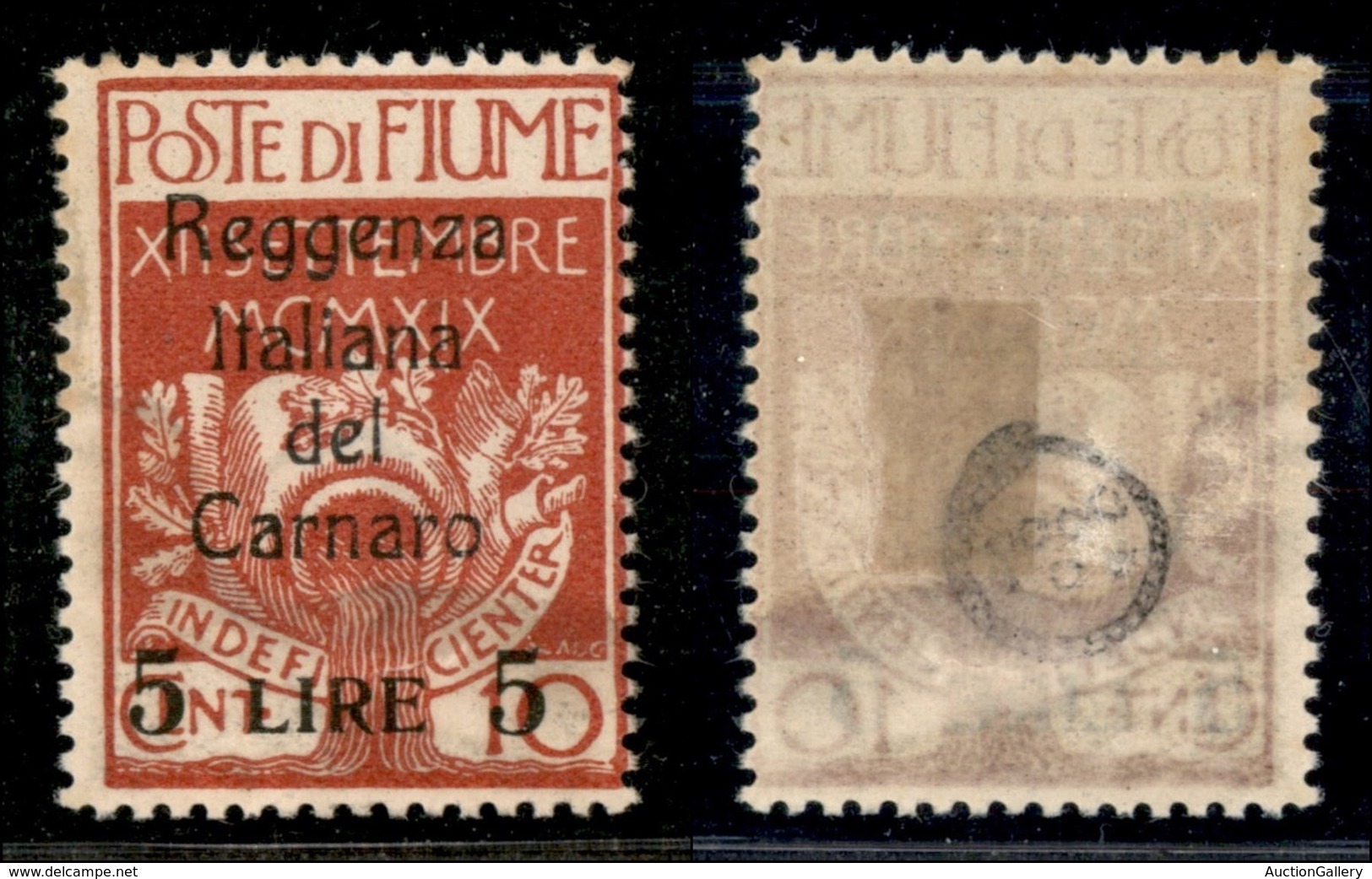 Occupazioni I Guerra Mondiale - Fiume - 1920 - 5 Lire Su 10 Cent Carnaro (145) - Gomma Originale - Other & Unclassified
