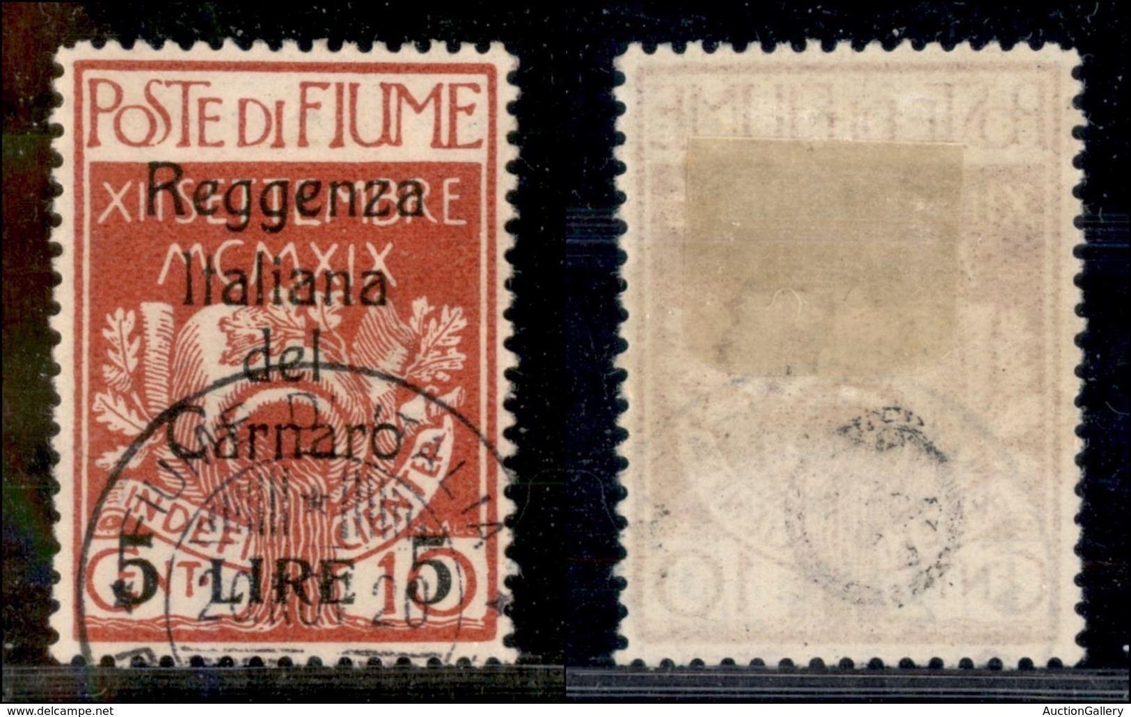 Occupazioni I Guerra Mondiale - Fiume - 1920 - 5 Lire Su 10 Cent Carnaro (145) - Usato - Other & Unclassified