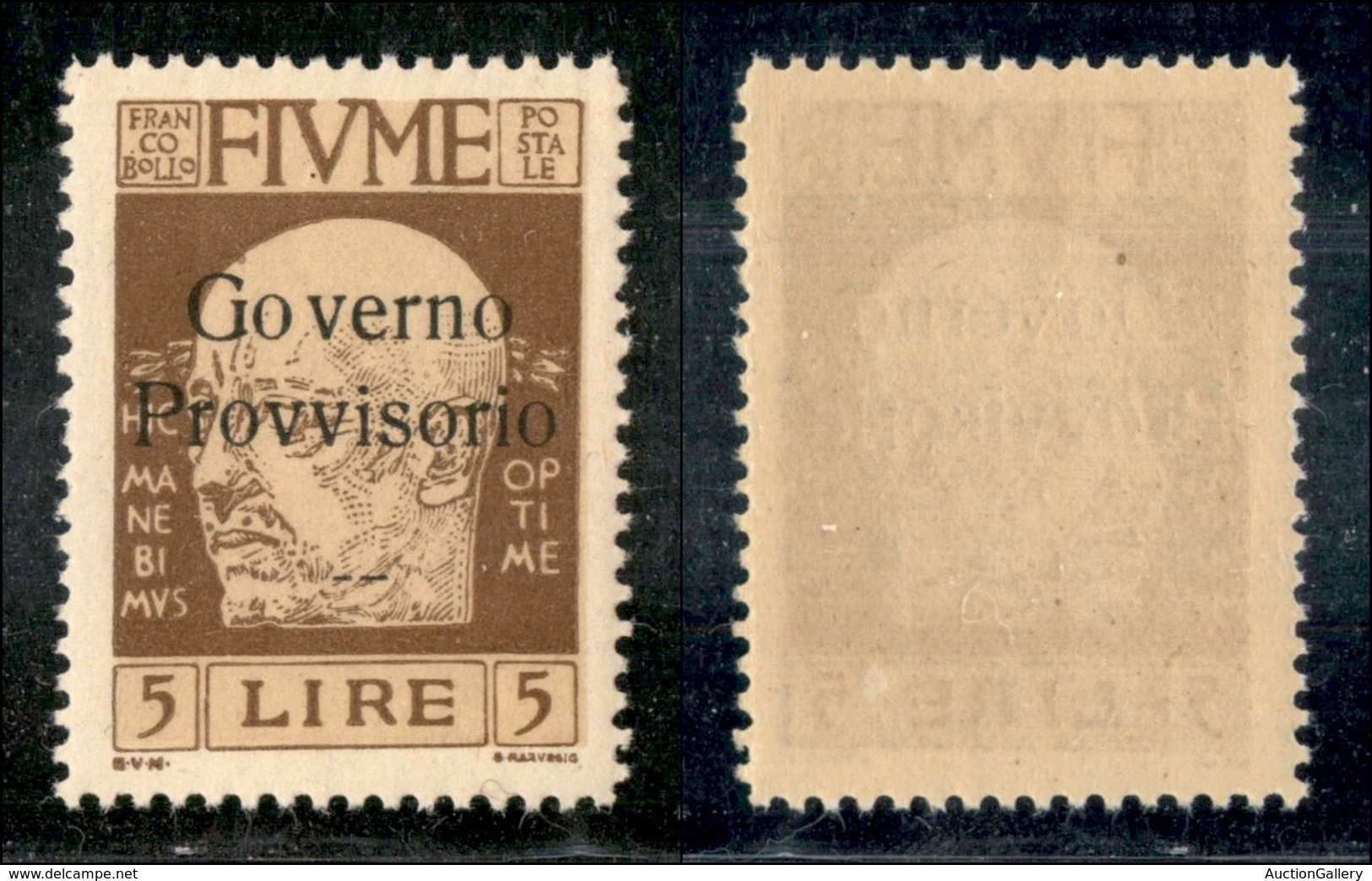 Occupazioni I Guerra Mondiale - Fiume - 1921 - 5 Lire D'Annunzio (162) - Gomma Integra (375) - Other & Unclassified
