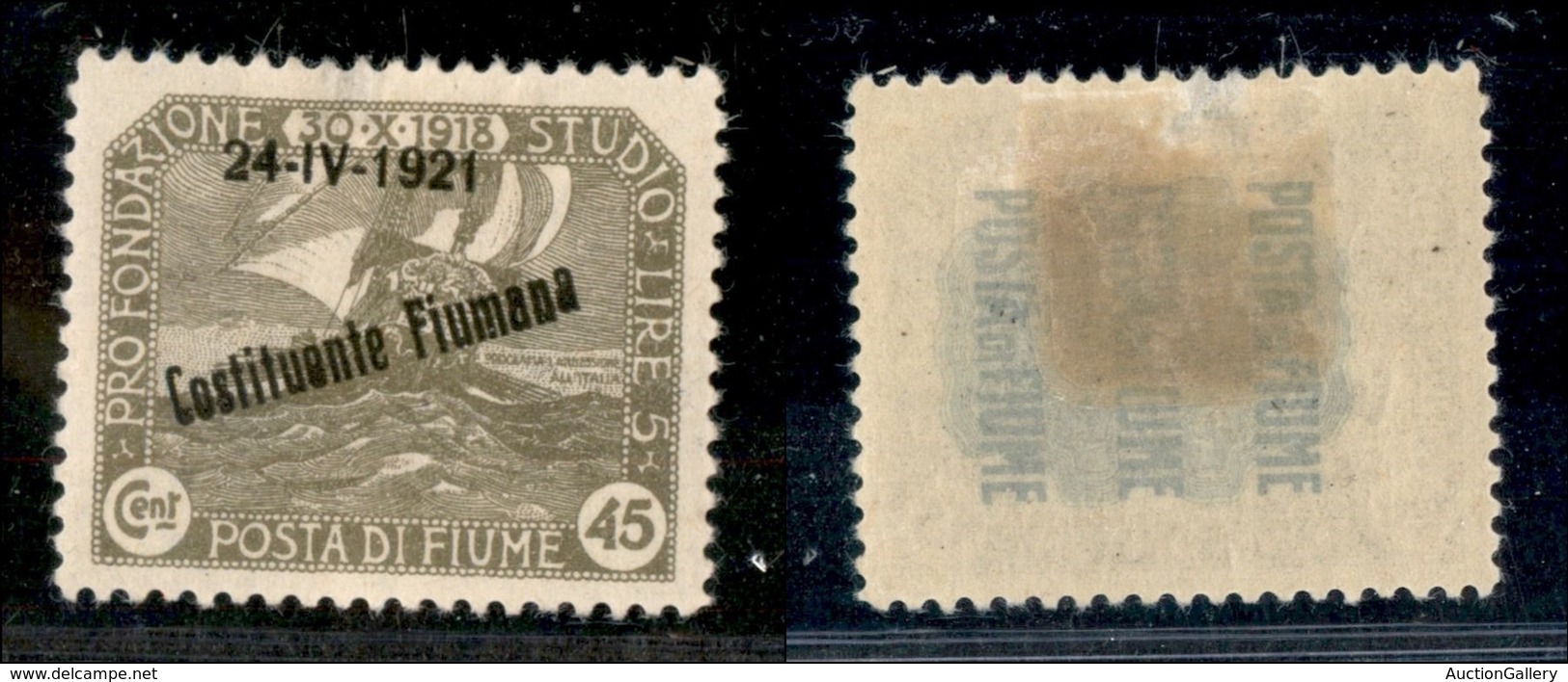 Occupazioni I Guerra Mondiale - Fiume - 1921 - 45 Cent Costituente (168nc) - A In Alto - Gomma Originale (200) - Other & Unclassified