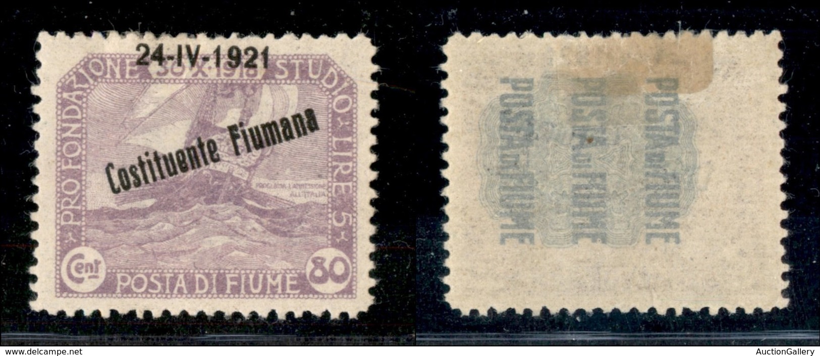 Occupazioni I Guerra Mondiale - Fiume - 1921 - 80 Cent Costituente (170nc) - A In Alto - Gomma Originale (300) - Other & Unclassified