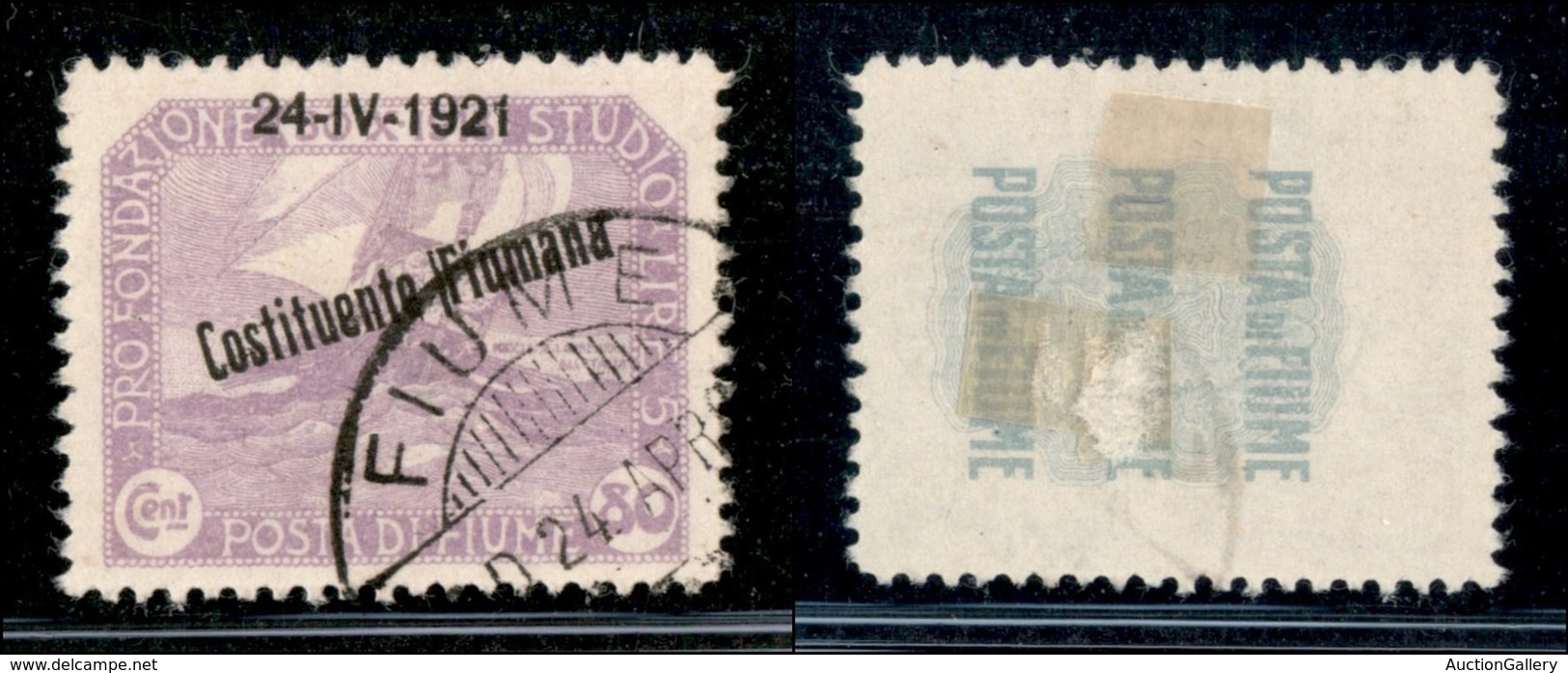 Occupazioni I Guerra Mondiale - Fiume - 1921 - 80 Cent Costituente (170nk) Usato - Tratto Tipografico Prima Di F (300) - Other & Unclassified