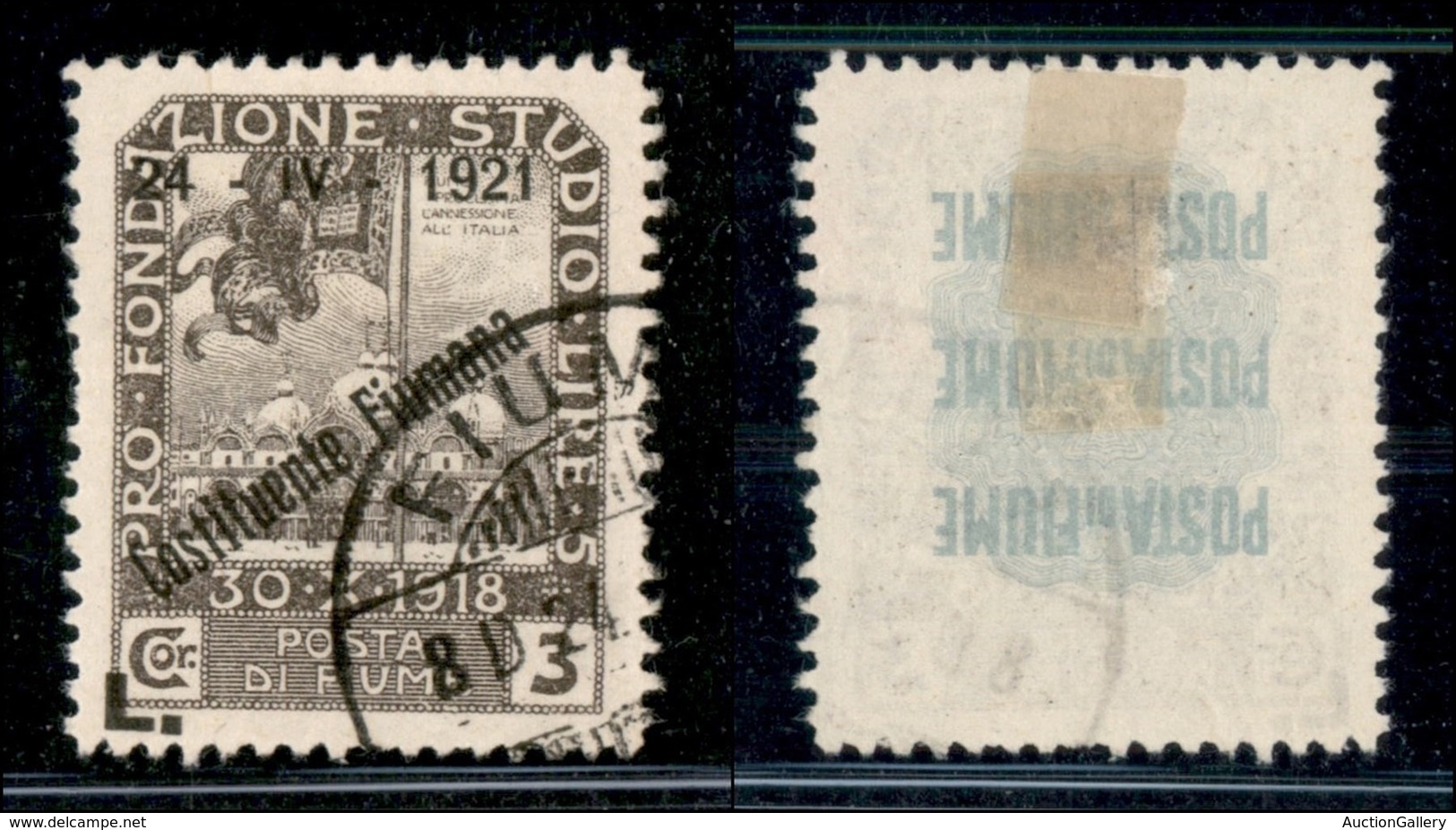 Occupazioni I Guerra Mondiale - Fiume - 1921 - 3 Lire Costituente (173) Usato (200) - Other & Unclassified