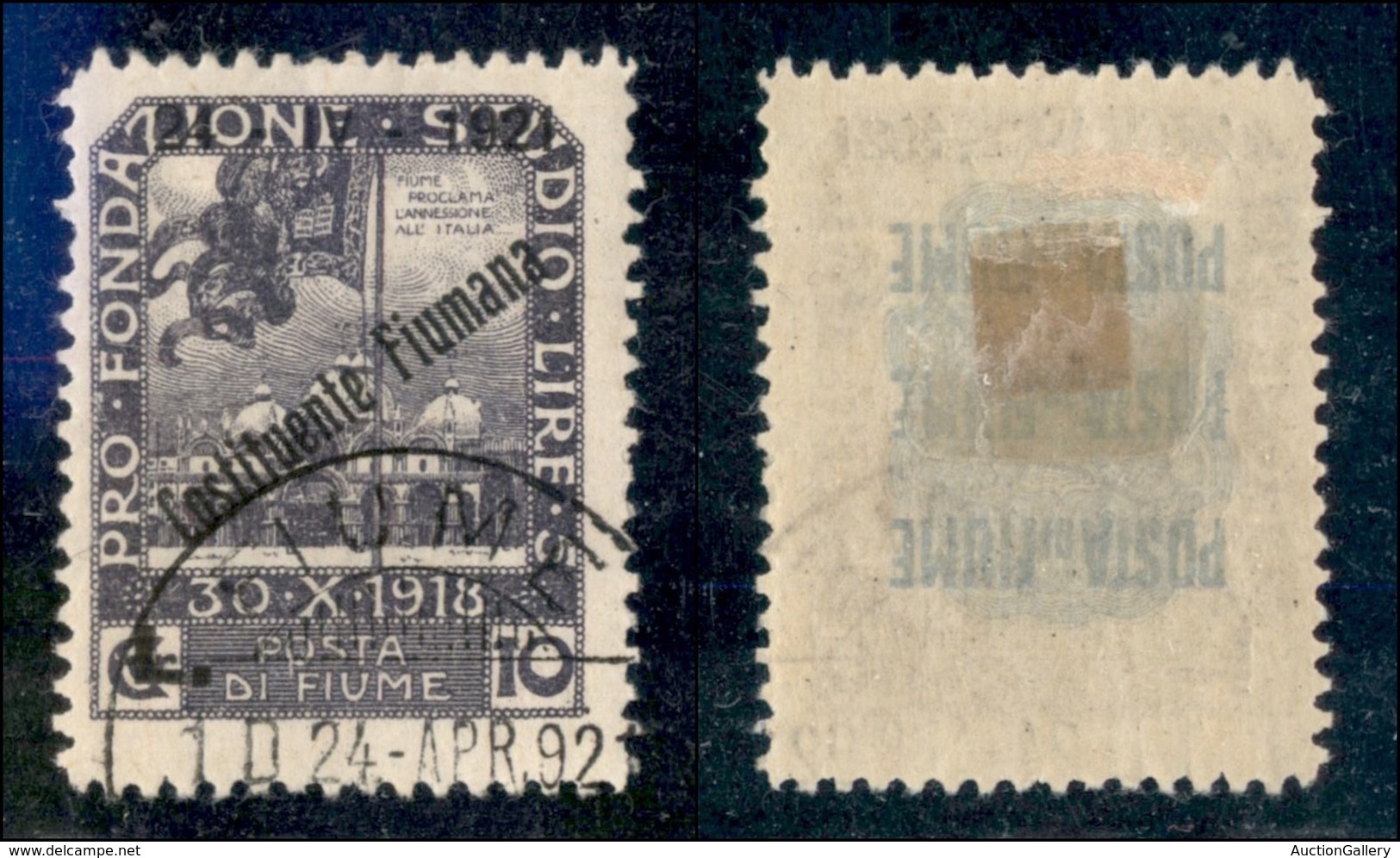 Occupazioni I Guerra Mondiale - Fiume - 1921 - L Su 10 Corone (175) Usato (250) - Other & Unclassified