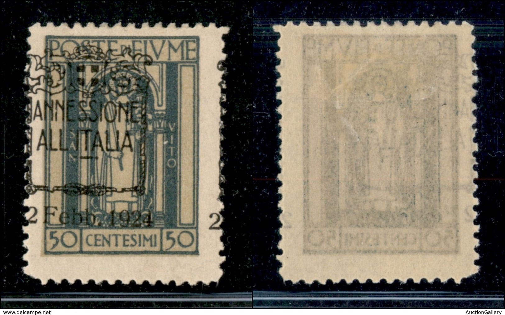 Occupazioni I Guerra Mondiale - Fiume - 1924 - 50 Cent Annessione (220f Varietà) - Soprastampa A Sinistra (2 A Destra) - - Other & Unclassified