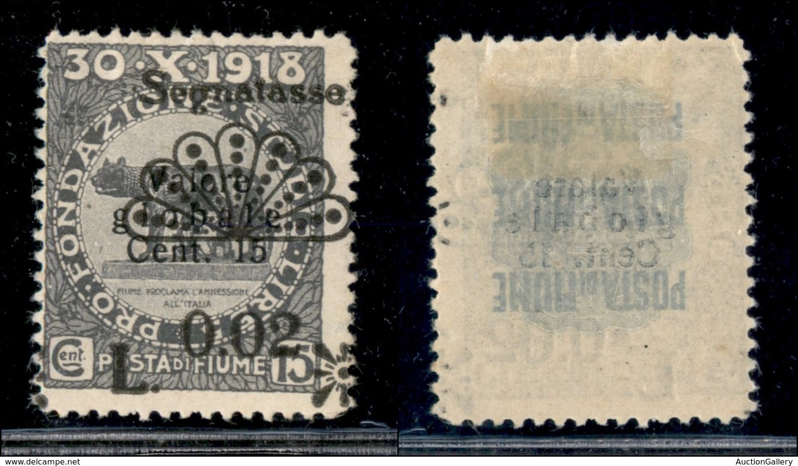 Occupazioni I Guerra Mondiale - Fiume - 1921 - 0.02 Su 15 Cent (15sba) - Soprastampa Spostata (a Cavallo) - Gomma Origin - Other & Unclassified