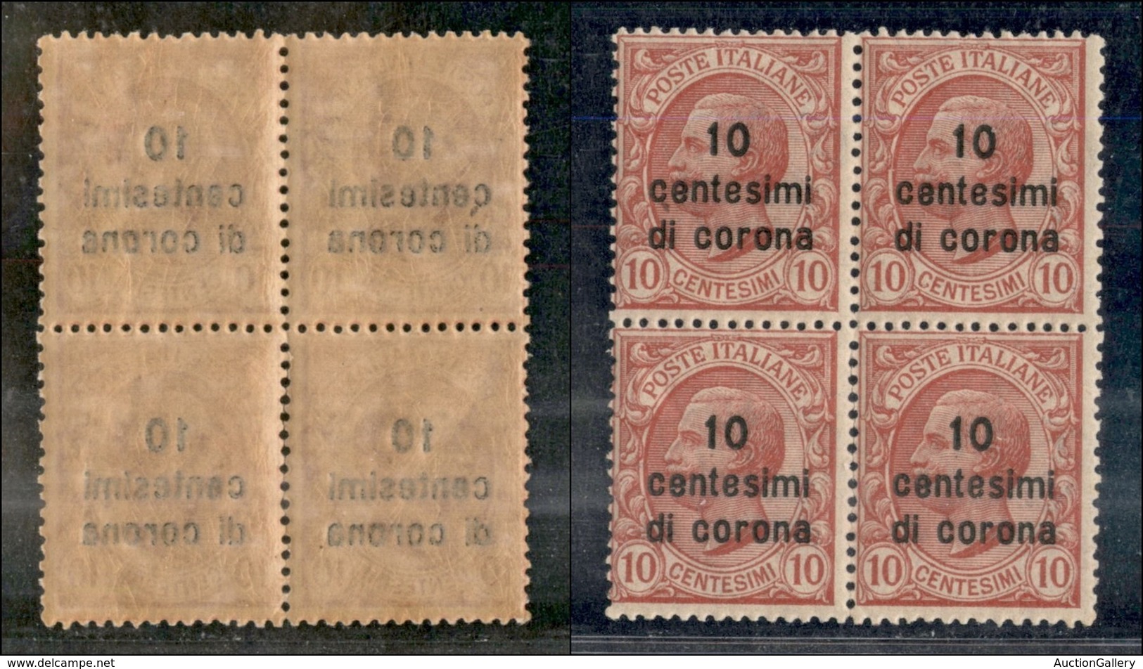 Occupazioni I Guerra Mondiale - Dalmazia - 1921 - 10 Cent Su 10 (3f) Con Leggero Decalco - Quartina - Gomma Integra (300 - Other & Unclassified