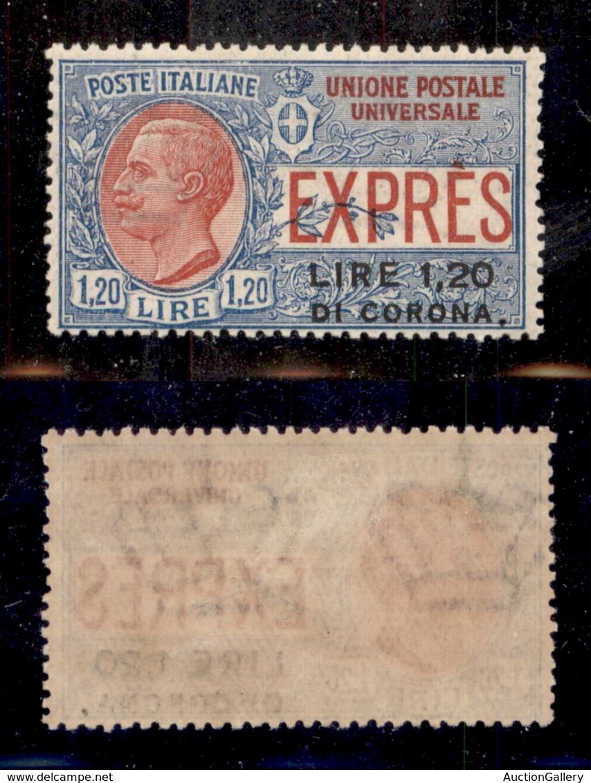 Occupazioni I Guerra Mondiale - Dalmazia - 1922 - 1,20 Corone Su 1,20 Lire Espresso (2) - Gomma Originale (400) - Other & Unclassified