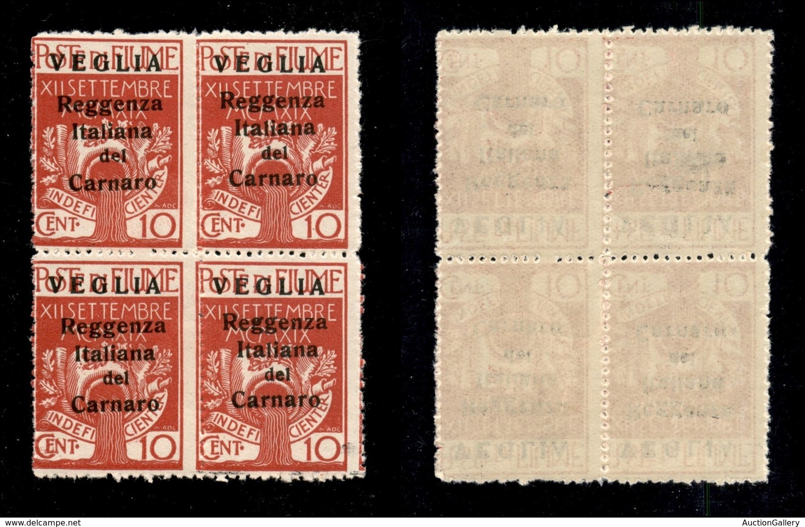 Occupazioni I Guerra Mondiale - Veglia - 1920 - 10 Cent (6) - Quartina - Gomma Integra (550) - Other & Unclassified